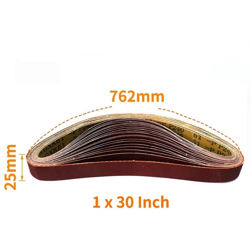 Szlifierka taśmowa, 20 szt. pasów ściernych z tlenku glinu do szlifierki taśmowej, 25 x 762 mm, gradacja P120/400/800, pas(600)