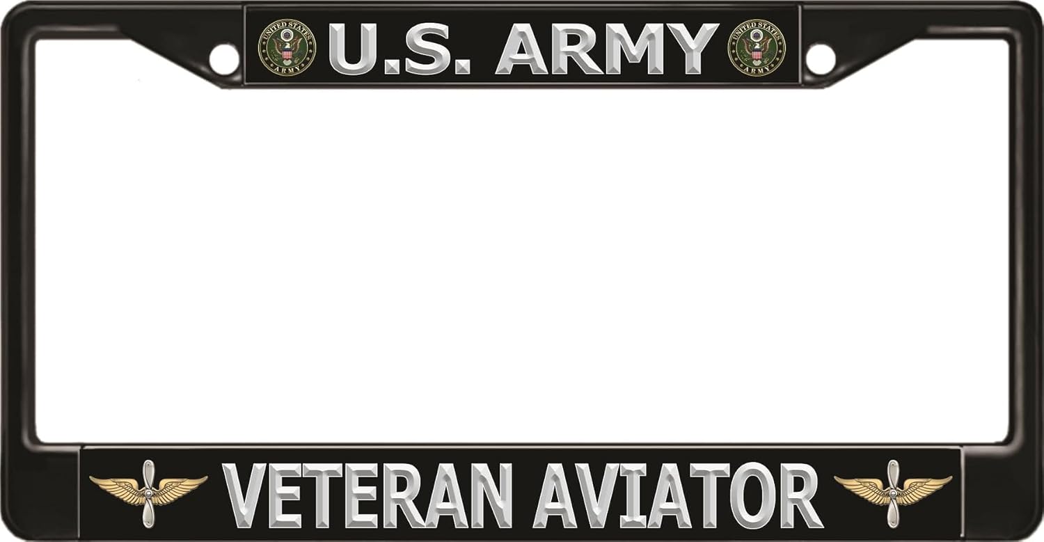 U.S. Army Veteran Aviator Black License Plate Frame