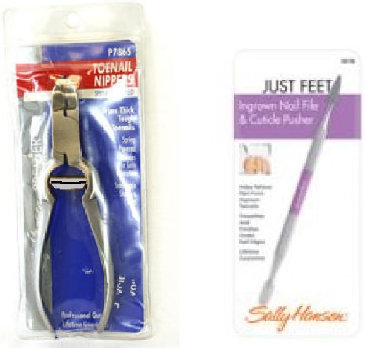 Sally Hansen LA Cross Toenail Nippers P7865 + Ingrown Nail File Cuticle Pusher 58158