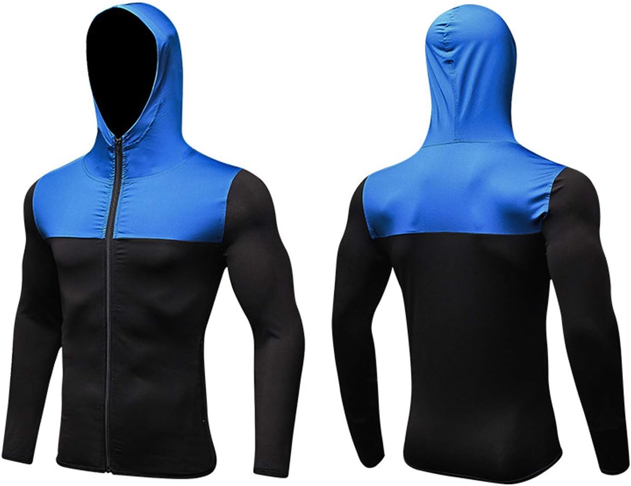 Men's Quick-Dry Hoodies Running Sweatshirt Slim Fit Zip Up Fitness Gym T Shirts - Image 2