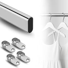 Evotrade Tube Rail Rail for Wardrobe Wardrobe 15 x 30 mm Length 2 Metres + 4 Side Brackets