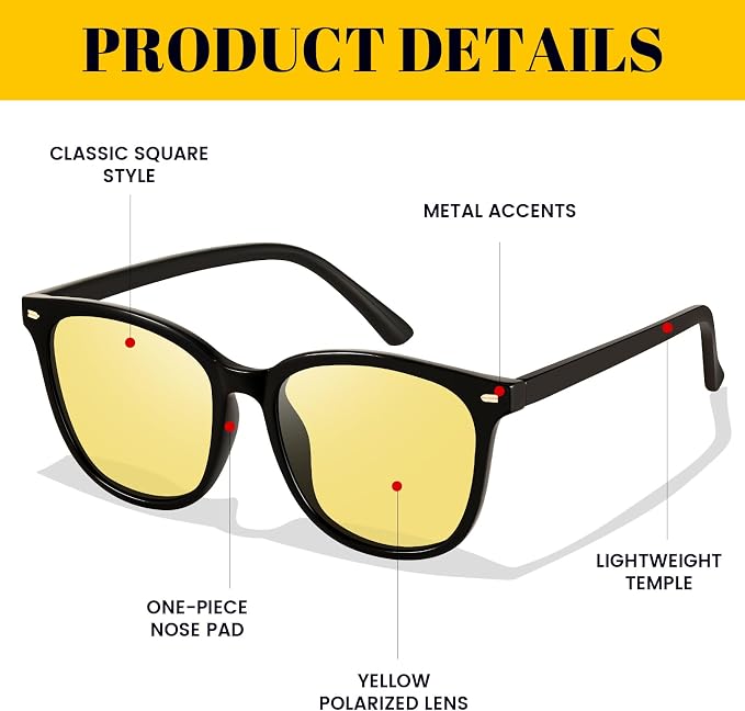 Gafas polarizadas de noche para mujer con lente amarilla miniatura 4