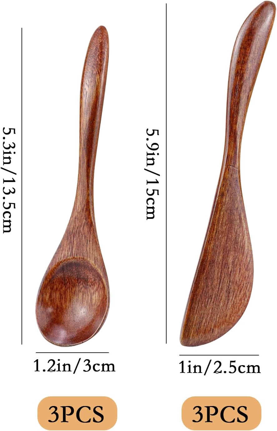 6Pcs Wooden Butter Knife Set, Solid Wood Butter Spreaders Spatulas
