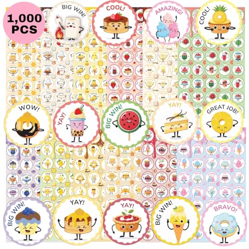 1000PCS Scratch & Sniff Stickers for Kids Classroom 12 Scents