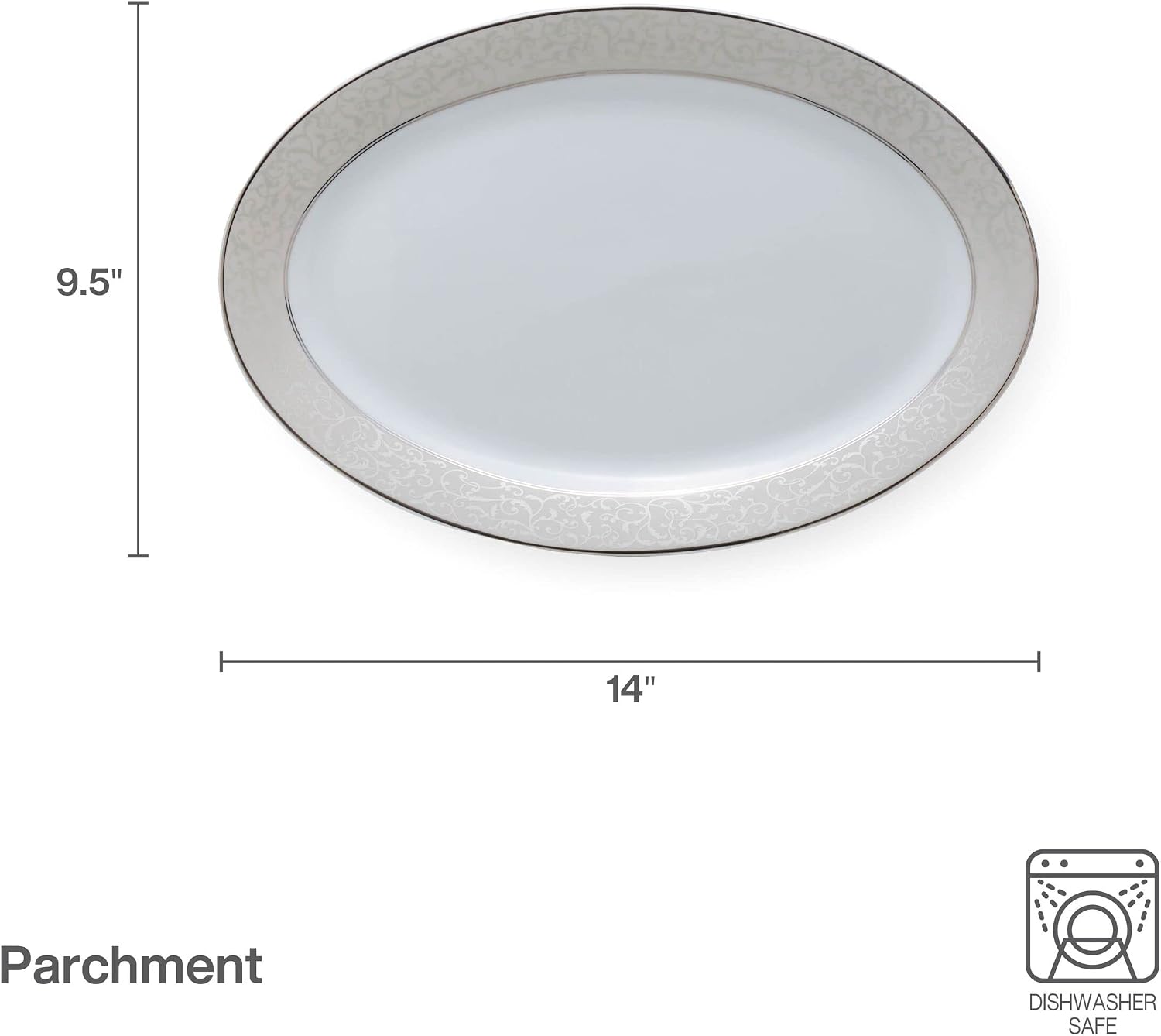 Mikasa Parchment Oval Serving Platter, 14-Inch, White - L3438-314