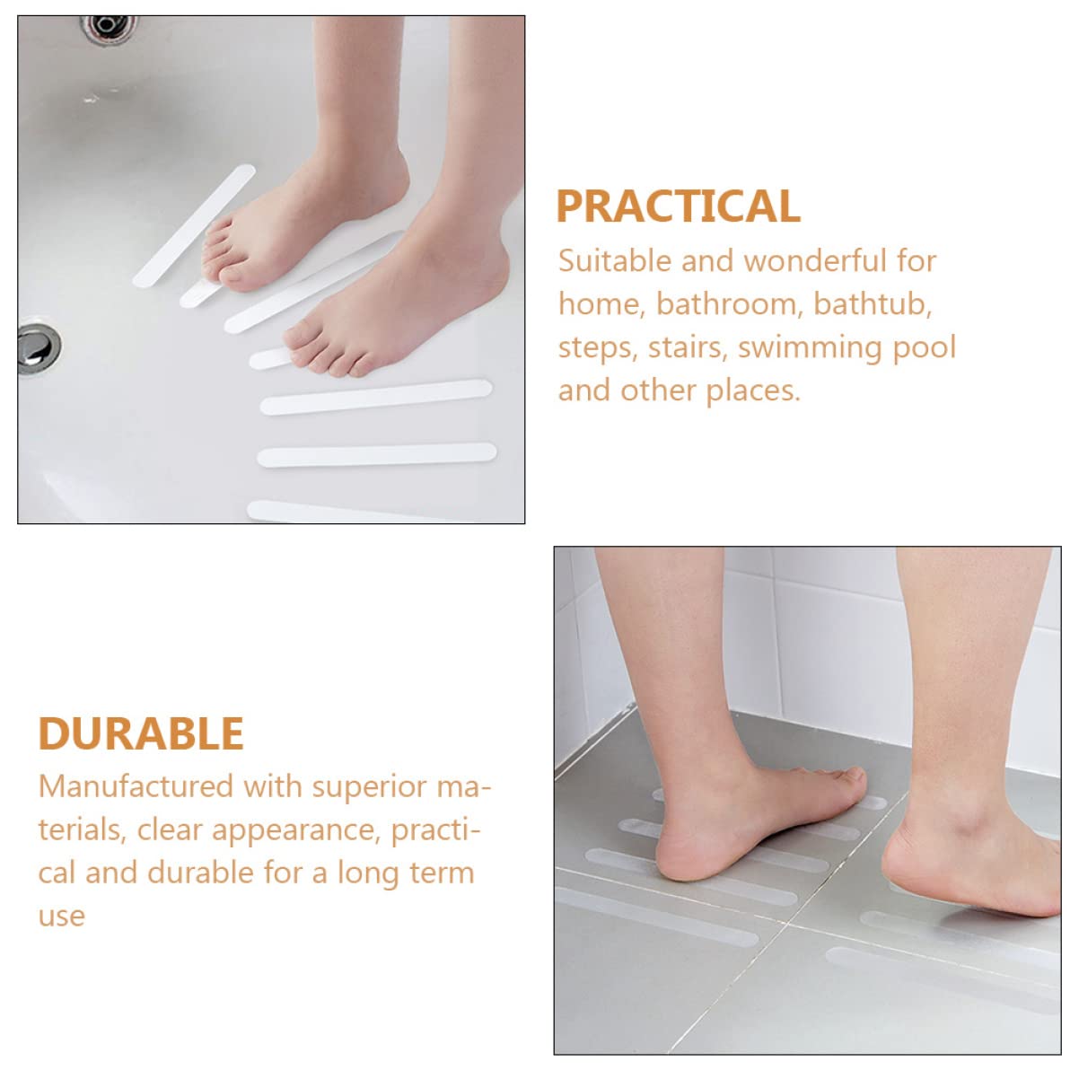 Baluue 60stücke rutschfeste Badewannen-Aufkleber Transparente Anti-rutsch-Streifen Für Badewanne Und Dusche Sicher Und Einfach Anzubringen Für Ältere Menschen Und Schwangere