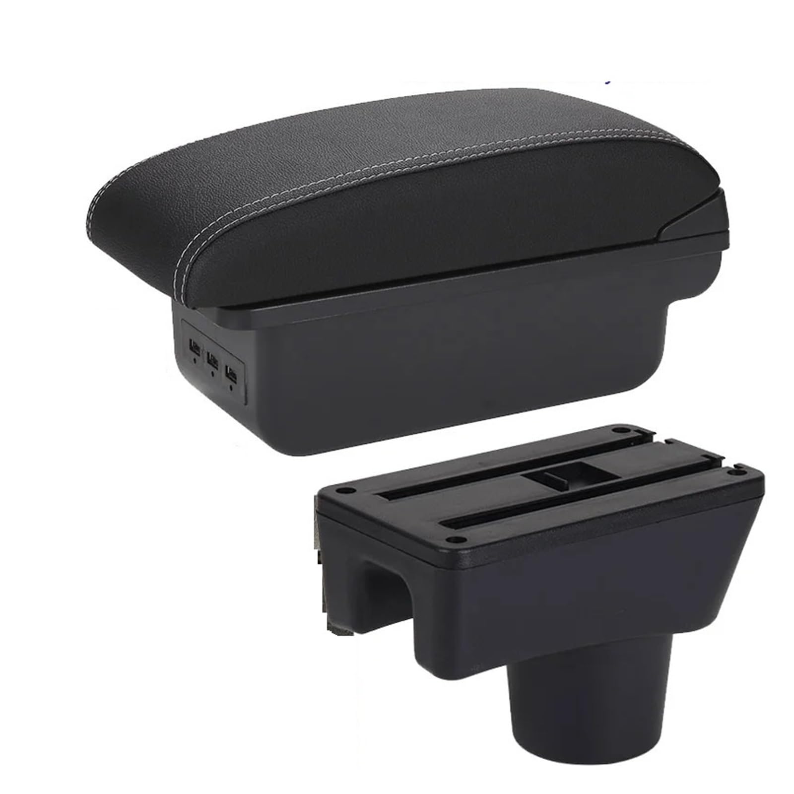 GBGWRMRYX Center Armrest Box For Dodge For Attitude Car Armrest Storage Box Replacement Accessories Arm Rest(B3 Black white 3USB)