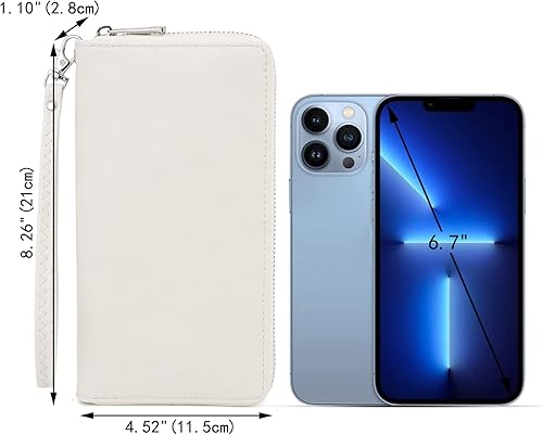 Miniatura 7 de UTO Cartera de cuero con cremallera alrededor de tarjetero organizador de pasaporte para damas con cartera de viaje con correa de muñeca, 0911