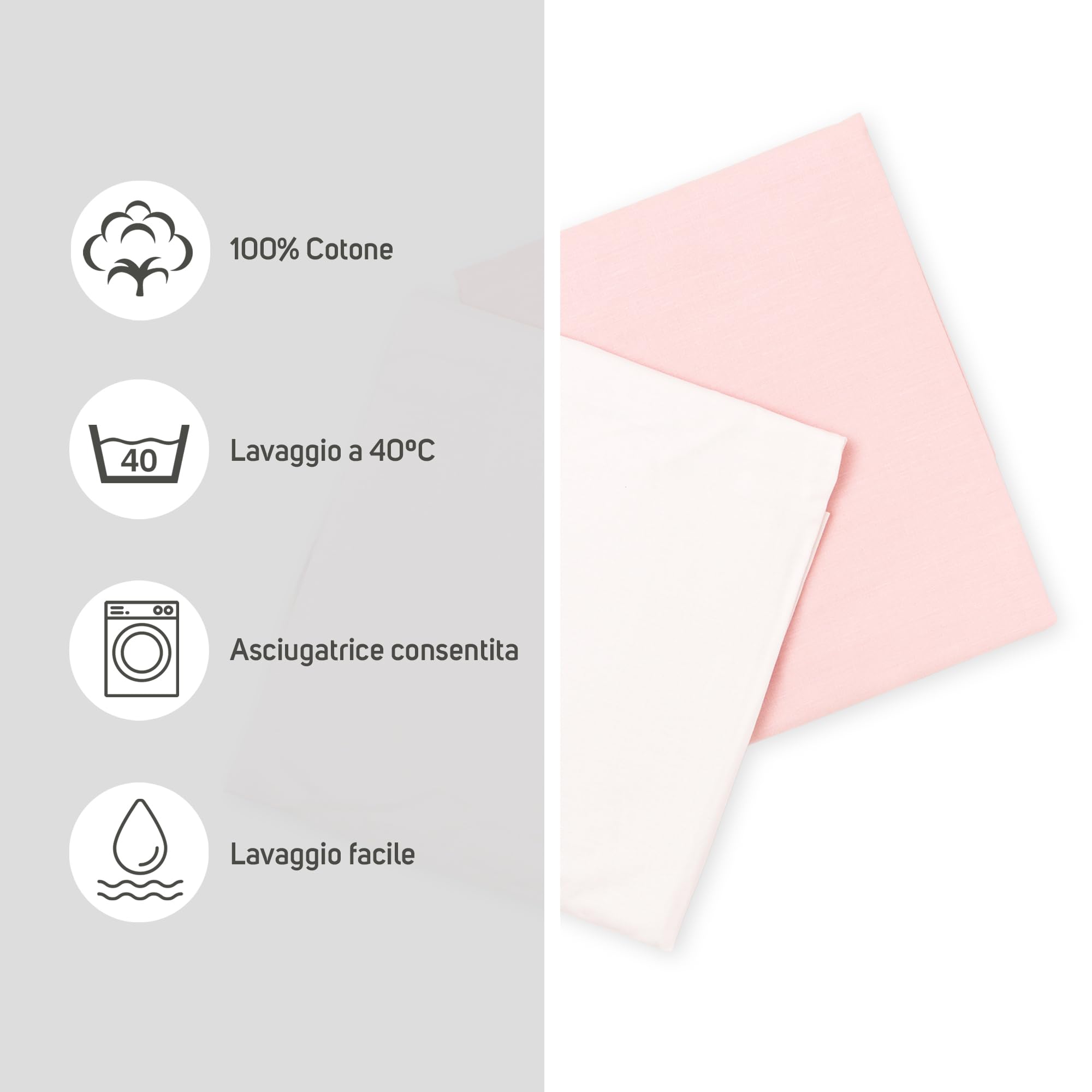 Ti TIN Confezione da 2 Lenzuola con Angoli per Culla 100% Cotone | Set di 2 Lenzuola Regolabili con Elastici, 60x120 cm, 1 Lenzuolo Bianco + 1 Lenzuolo Rosa | 100% cotone, gommato, traspirante e morbido, facile da pulire, adatto all'asciugatrice