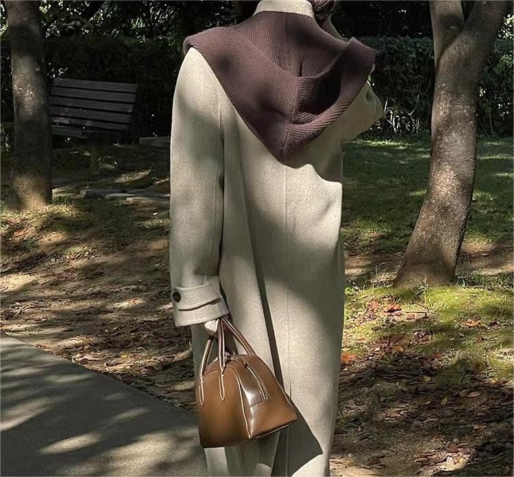 Women Winter Knitted Hooded Hat Pure Color Long Scarf Cap Warm Shawl Wrap Head Scarves Pullover Hat for Winter Fall2