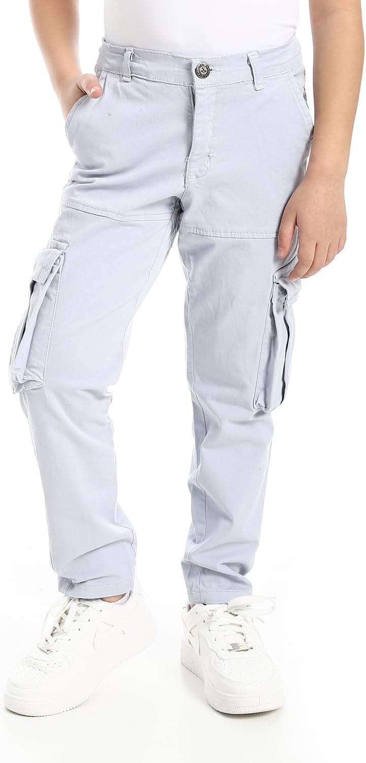 Boys Elastic Waist Drawstring Side Pockets Pants