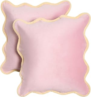 OHS Matte Velvet Cushion Covers Set of 2 Scallop Edge, Gifts for Women S...