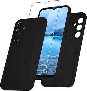 Samsung Galaxy A34 Silikon Kılıf | Tam Koruma, Darbeye Dayanıklı | Ekran Koruyucu Dahil | Yumuşak, Çizilmeyi Önleyen Mikrofiber İç Kaplama (Siyah, Samsung Galaxy A34)