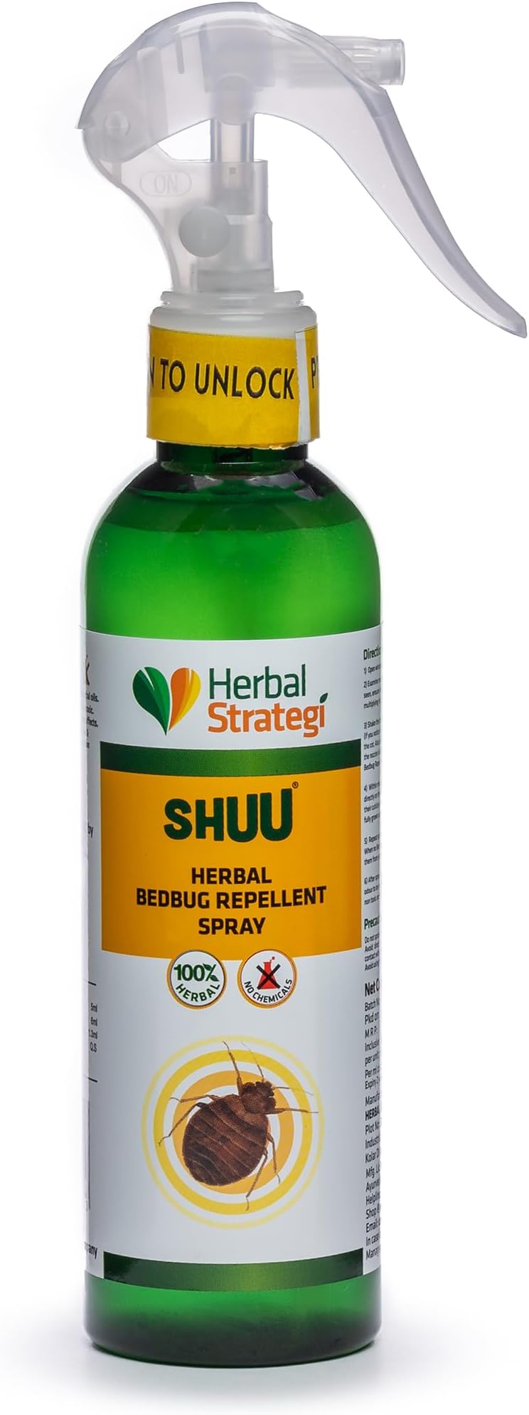 Herbal Strategi Bed Bug Repellent Spray - 200 ML | Completely Herbal | Eco-Friendly & Biodegradable | Irritant-Free, Chemical-Free |Baby-Safe, Skin-Safe, Plant-Safe | Ayush Certified