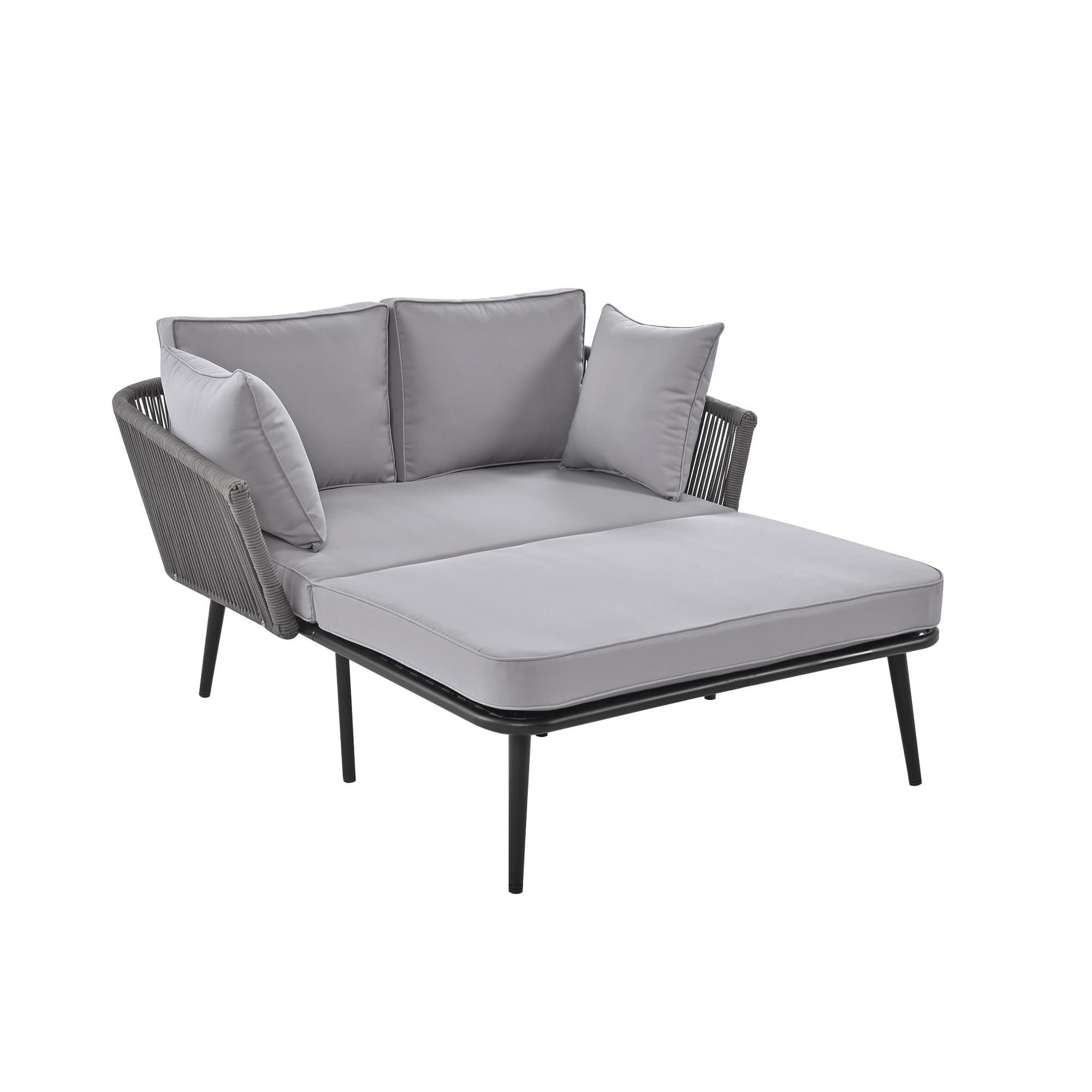 Merax Tuinbank voor 2 personen, ligbed 2-in-1, met 5-voudig verstelbare