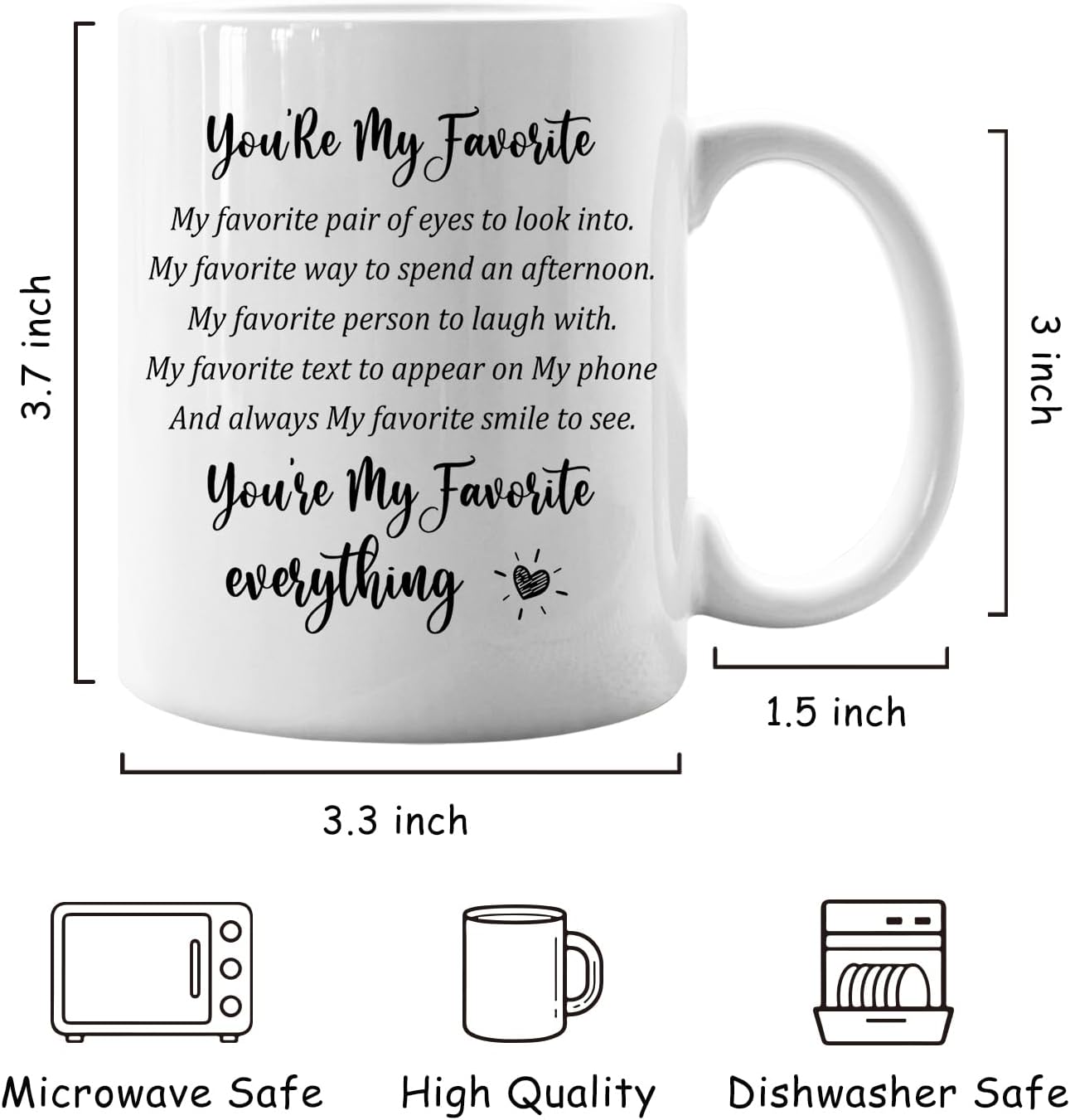 IWXYI You Are My Favorite Everything Mug,Romantic You Are My Favorite Ceramic Coffee Mug Cup 11 Ounce,Romantic Gifts,Valentine's Gifts For Boyfriend Girlfriend Wife Husband Couples Her Him - Image 6