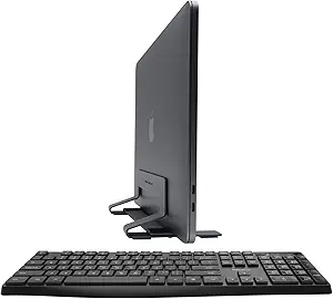 Macally 2.4G Wireless Keyboard and an Adjustable Vertical Laptop Stand, Secure Your Laptop & Prevent Scratches
