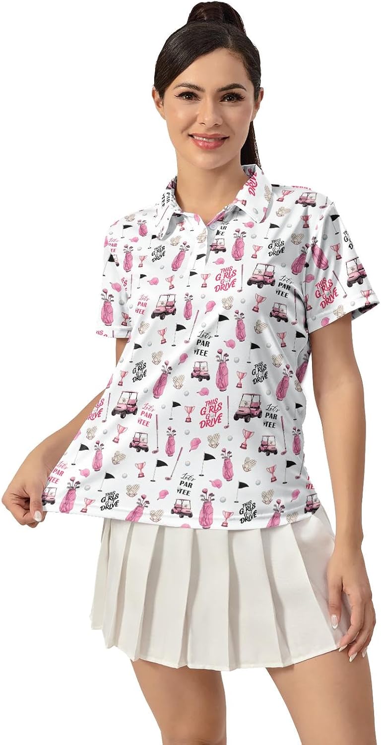 HUURAY Women's Golf Shirt Moisture Wicking Quick Dry Polo Shirts Golf Outfits Golfer Gifts Ladies Polo Shirts image 2