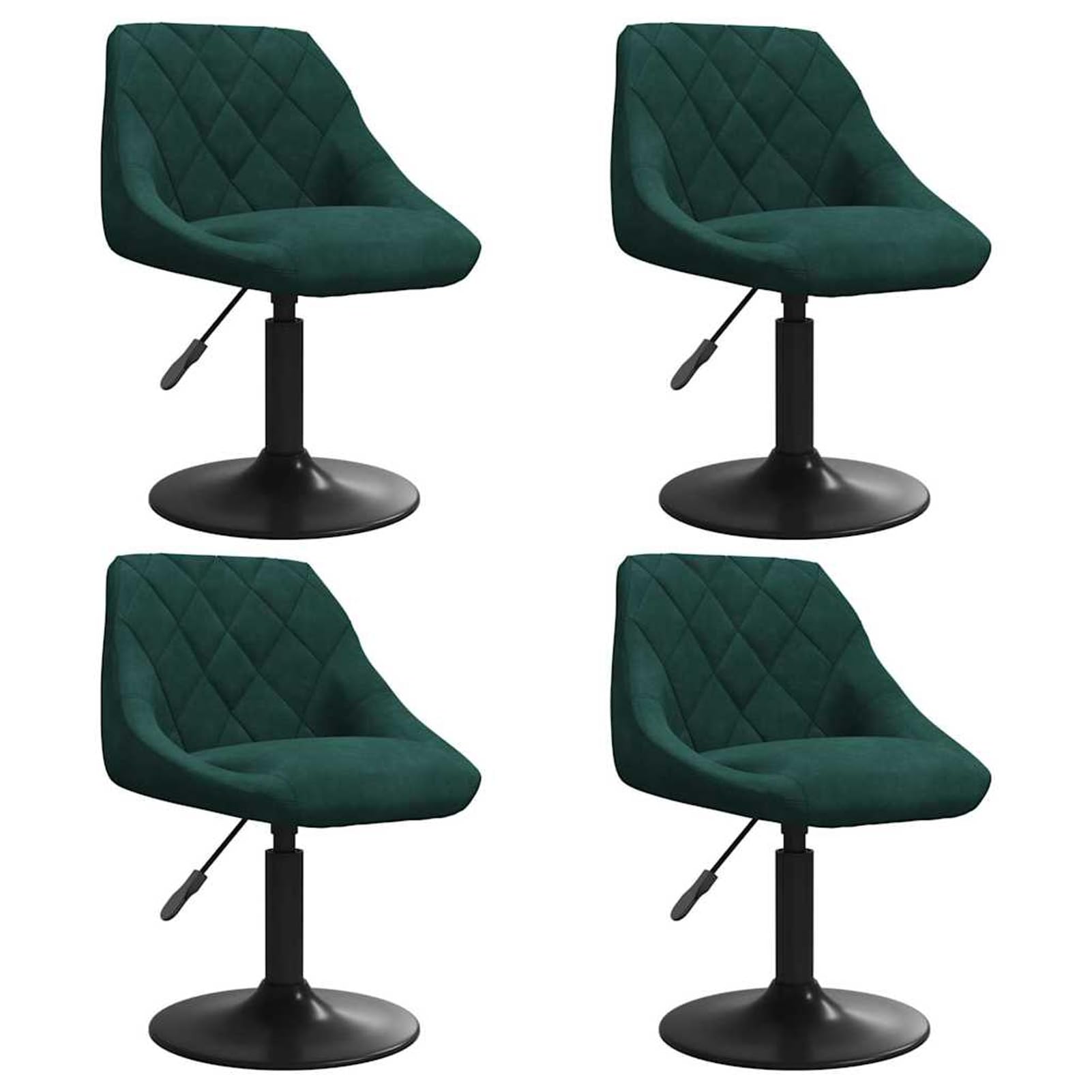 Sedie da Pranzo Girevoli, 4 Pezzi Design Moderno in Velluto Verde Scuro con Schienale Ergonomico e Base in Acciaio, Regolabili in Altezza con Meccanismo a Gas, per Sala da Pranzo e Ufficio Domestico