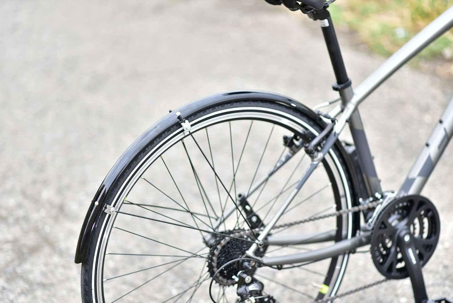 RITEWAY Bicycle Fender, Double Stake Cloth, Full Fender for Motorcycles, Mudguards, Front and Rear Set, for 700C, Width 1.8 inches (45 mm), Matte Black