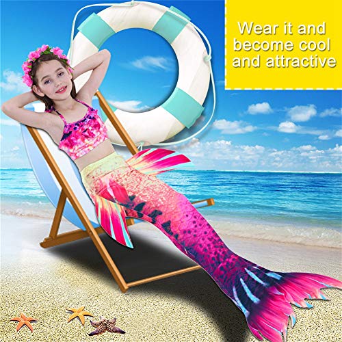 Maiô, 3 pçs/set Crianças Maiô de Cauda Mar-Empregada, Roupa de Banho de Alta Elasticidade para Menin