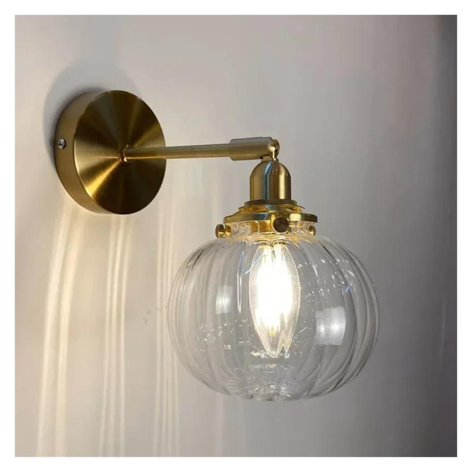 JYBNBBE Wall Sconces, Copper Wall Lamps Stained Glass Lighting Fixtures Bathroom Sconce Mirror Lights Nordic Home Decor Luminaire for Bedroom,Clear B