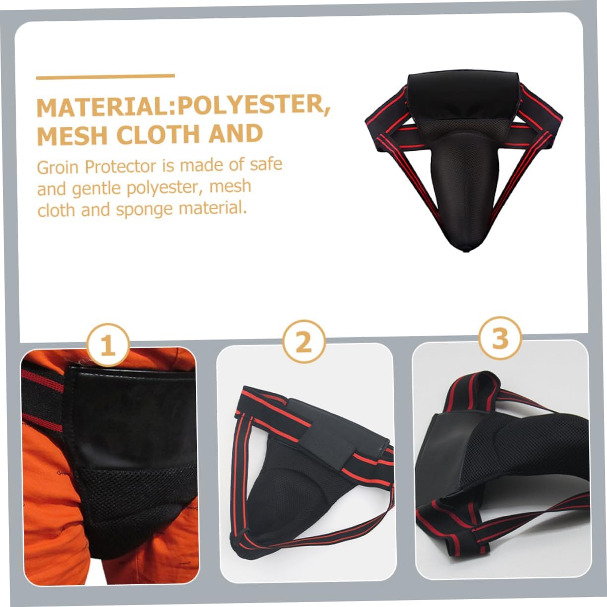 Yardwe Wear Resistant Training Groin Guard Portable Crotch Protector Comfortable Protection for Boxing Taekwondo and Martial Arts Training