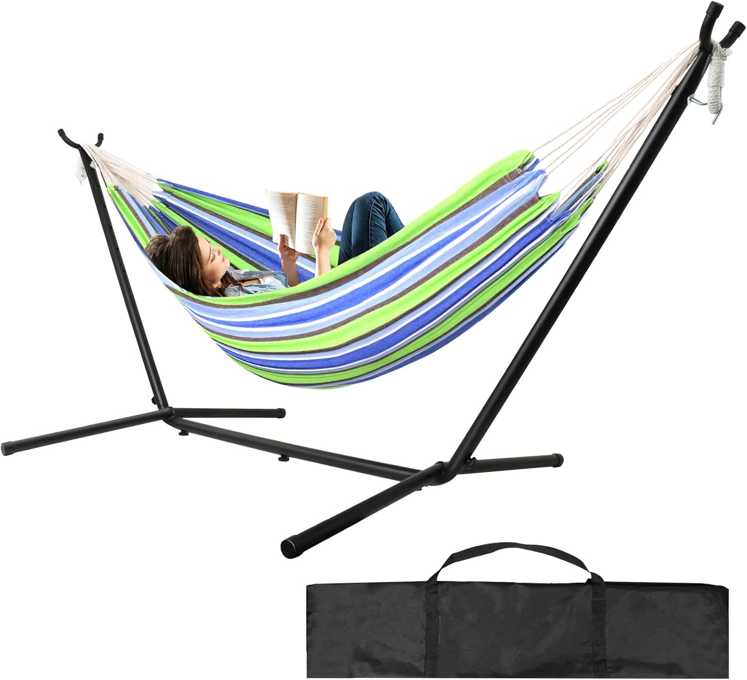Grecodown Hammock with Stand, 450 lbs Weight Capacity Steel Hammock, Portable Hammock with Space Saving Carrying Bag for Indoor Outdoor Patio : Patio, Lawn & Garden