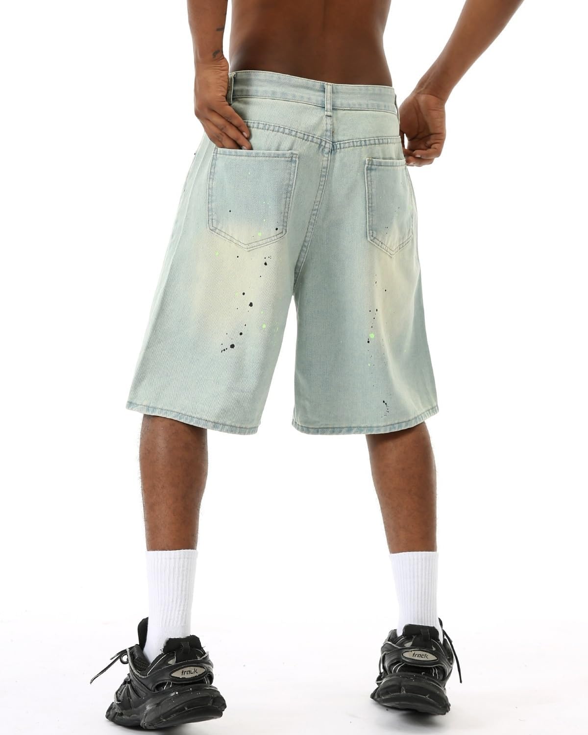 EMMIOL Baggy Jorts Men Jean Shorts Summer, y2k Grunge Denim Shorts Vintage Distressed Loose Fit Streetwear - Image 4