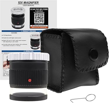 10x Loupe Magnifier 6 Light LED and UV Scale Magnification Optical Loupe Magnifing Glass Jeweller, Watch Repairman Tool, Coins and Stamp Collection