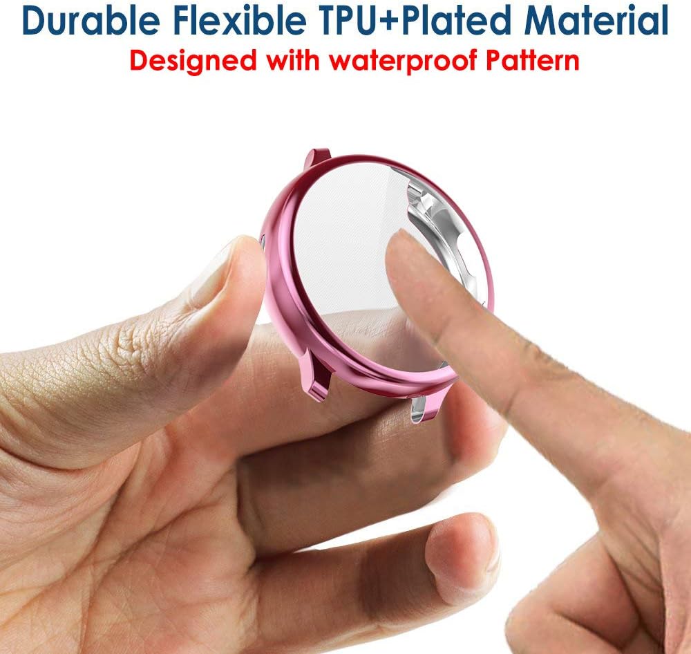 Simpeak Case Compatible with Galaxy Watch Active2 40mm, 5 Packs Full Around Soft Screen Protector Cover Bumper for Galaxy Watch Active 2, Rose Pink Rose Gold Black Clear Silver - 40mm