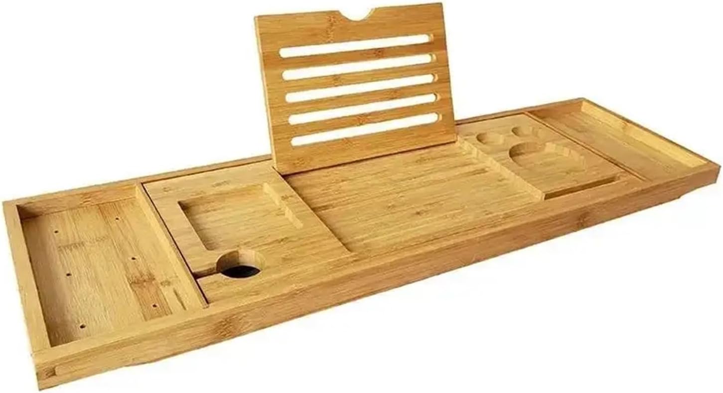 Extendable Tub Bathtub Bamboo Bathtub Tray Caddy Organizer Rack Tray Spa Tablet Shelf Wine Nonslip Book Holder Bottom Bath