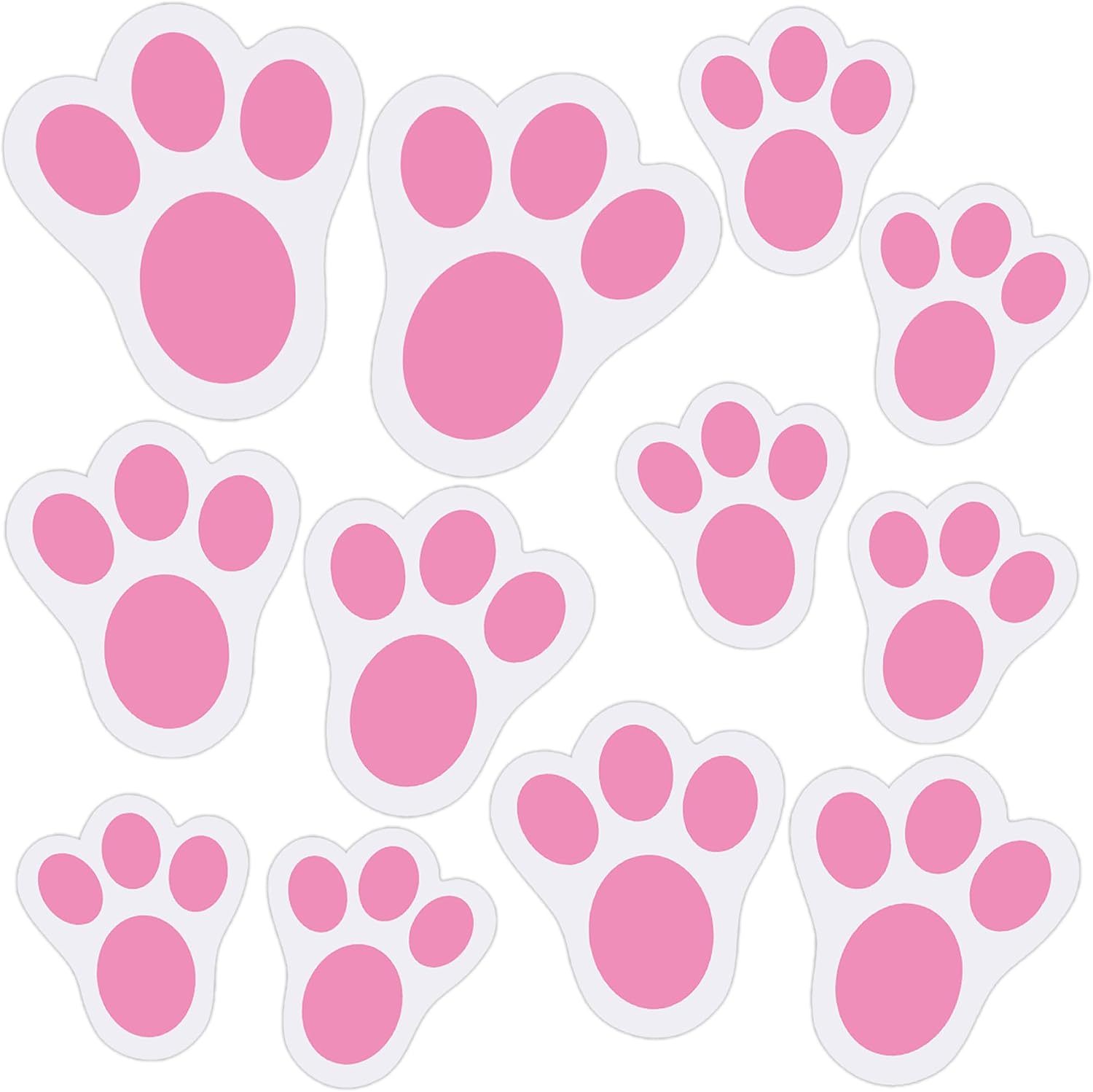 70PCS Removable Easter Bunny Paw Prints Stickers, 3 Size Easter Bunny Feet Stickers Rabbit Paw Decal Bunny Paw Print Clings for Home Office Classroom Floor Easter Party Decorations