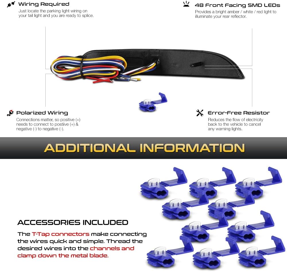 VIPMOTOZ 4in1 LED Rear DRL+Reverse+Brake+Turn Signal Lights Lamps Compatible With 2012-2016 Fiat 500 Sport Smoked Tinted Lens Black Housing Driver & Passenger Side Pair