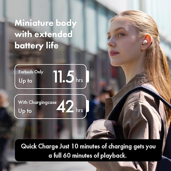 AVIOT TE-Q3 Small Active Noise Cancelling Wireless Earbuds, Bluetooth 5.3, Multipoint Connection, Built-in Mic, Medical Grade Silicone, Up to 42 Hours Playtime, IPX4 Waterproof (Lavender)