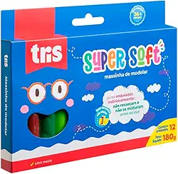 Massa Modelar, Tris, Multicor, 1 pacote com 12 massas