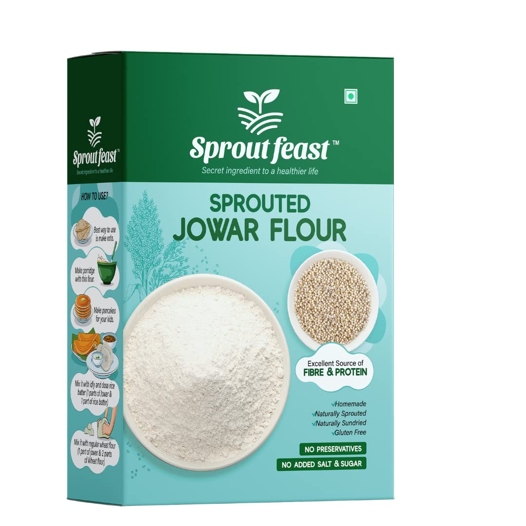 Sprouted Jowar Flour 800 grams|100% Homemade & Naturally Dried | Gluten Free | Suitable for All Age Groups
