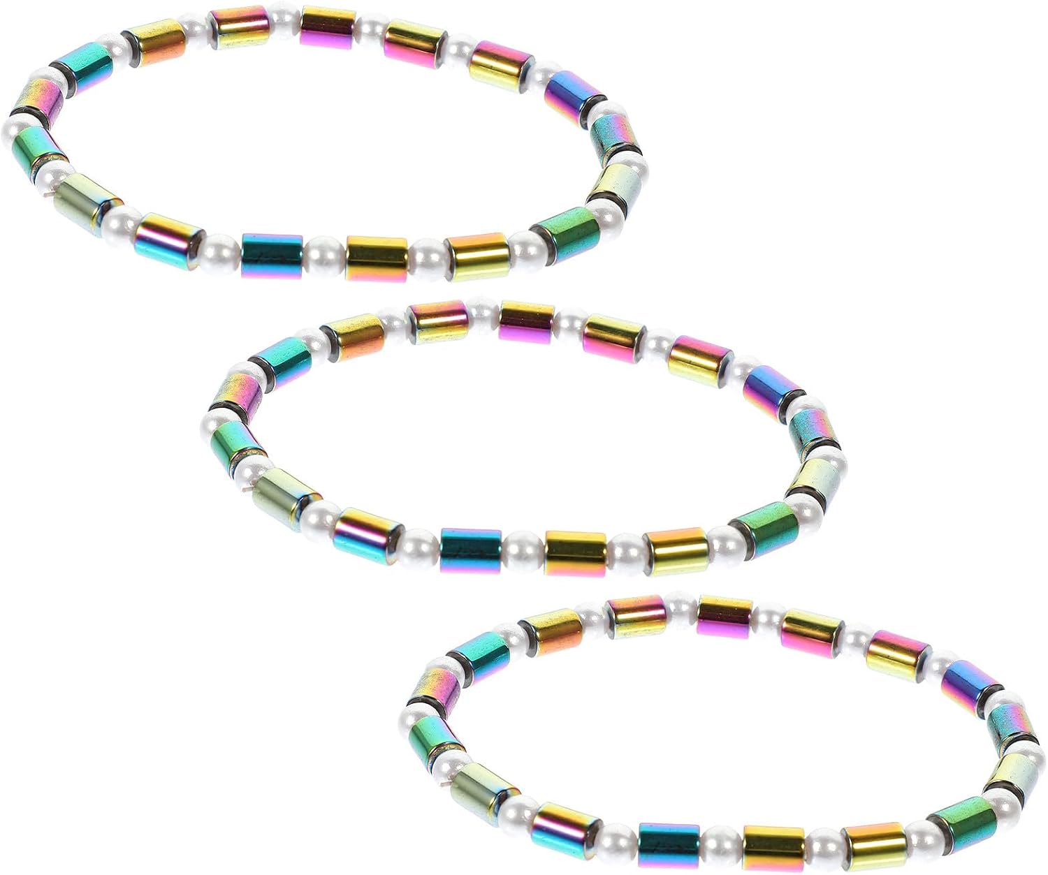 3 Piece Magnetic Anklet Bracelet Set for Women, Alloy Plated