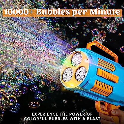 Sloosh Bubble Gun Toy, 10000+ Bubbles, No Dip Automatic Bubble Machine With Colorful Lights For Kids 3 4 5 6 7 8 9 10 11 12 13 Years Old, Adults, Birthday, Wedding, Summer Parties #TOP2