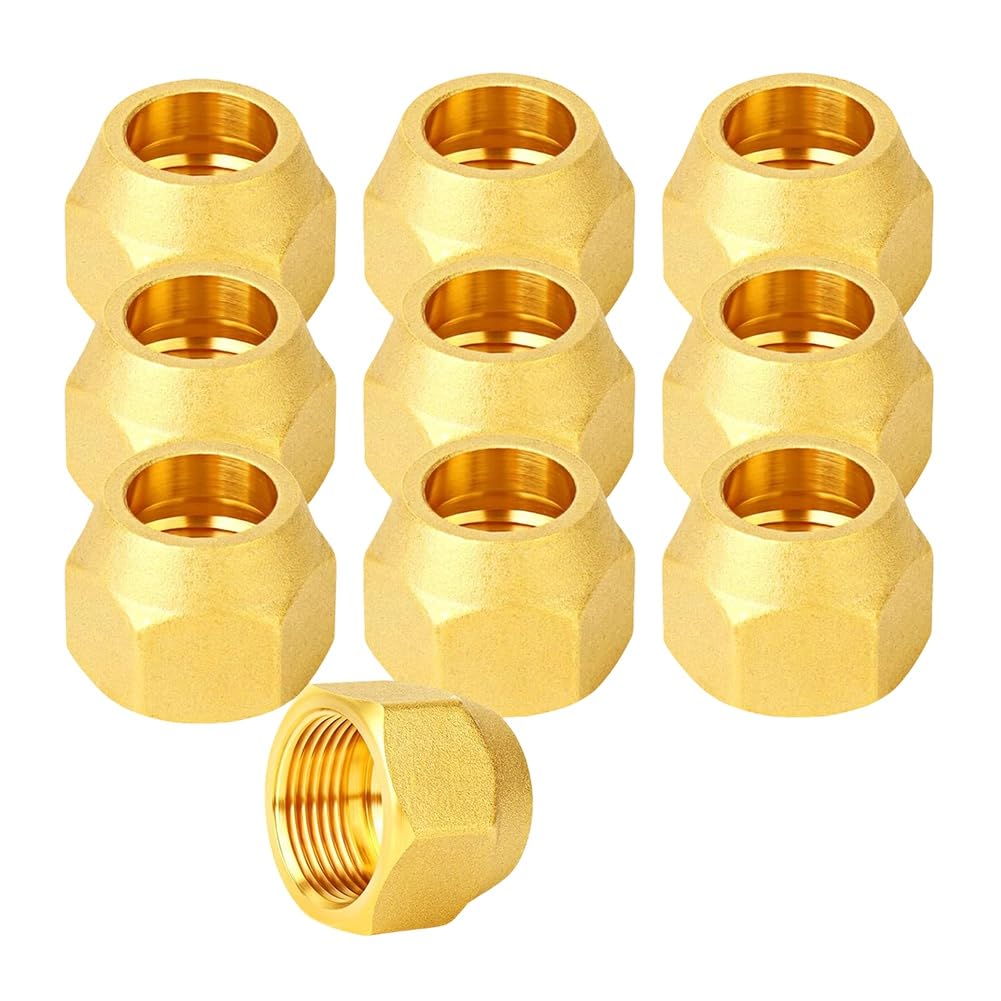 Hndhbfgrt SAE 45 Degree Flare Tube Fitting(10PCS), 1/4" Flare Nut Copper Pipe Extension Air Conditioning Butt Fitting
