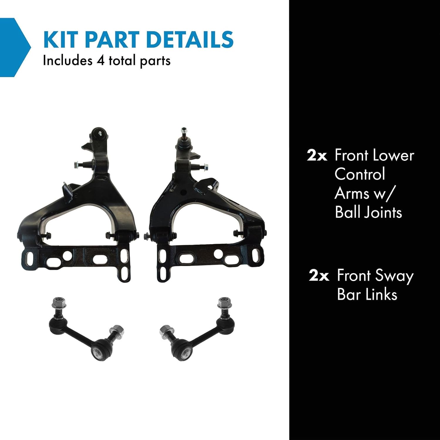 TRQ Front Suspension Kit Control Arm with Ball Joint Sway Bar Stabilizer Link Compatible with 04-07 Buick Chevrolet GMC Isuzu 04 Oldsmobile 05-07 Saab