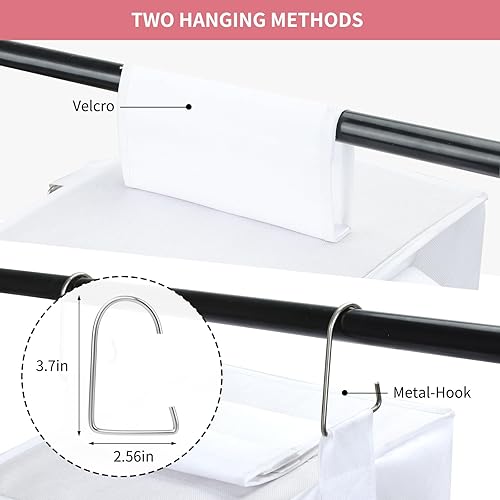 Miniatura 10 de Fixwal Organizador semanal de ropa de 6 estantes para niños, estante diario para niños, organizador de armario colgante con 6 bolsillos laterales,