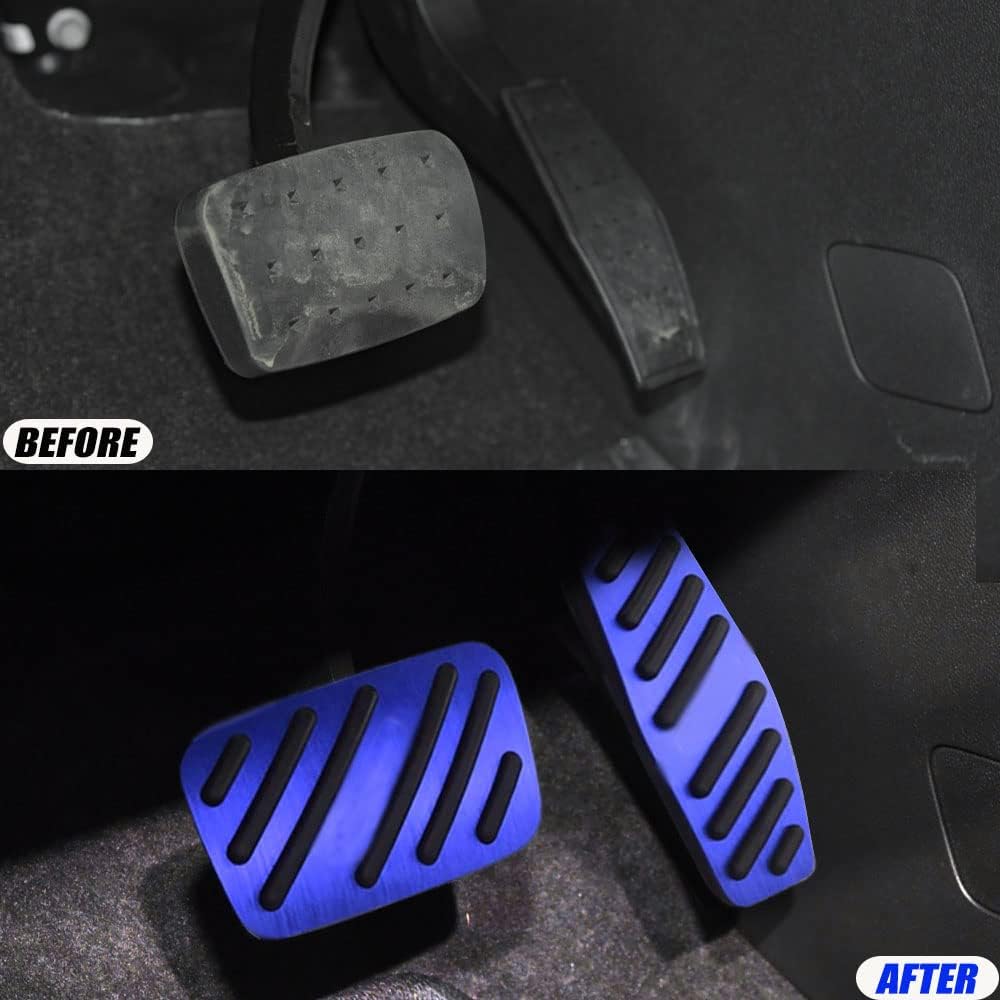 BOYUER for Chevy Blazer 2019 2020 2021 2022 2023 2024 2025 2PCS Aluminum Anti-Slip No Drilling Brake and Gas Accelerator Pedal Pad Cover Foot Pedal Pads Kit Interior Decoration Accessories (Blue)