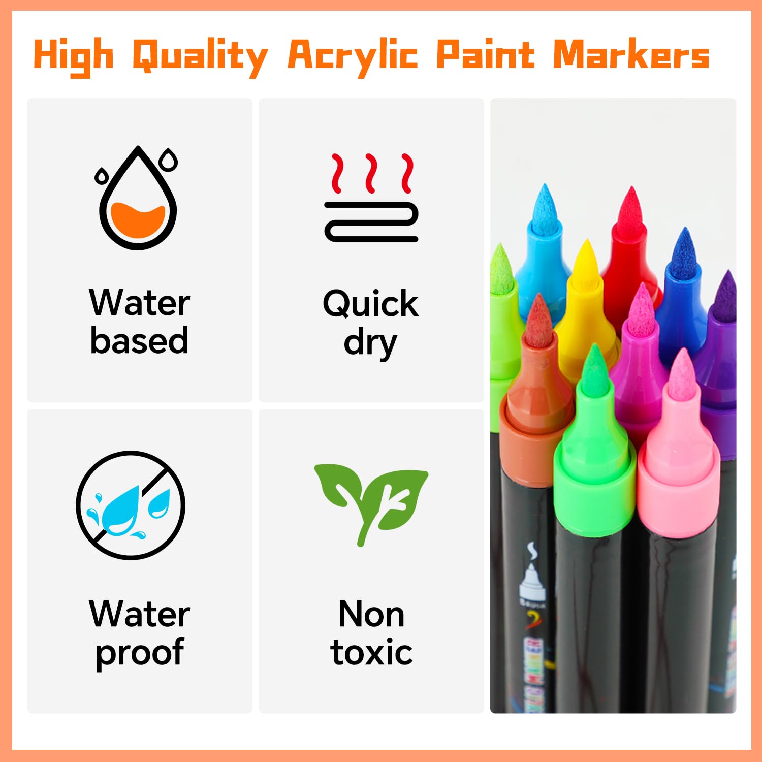 Rotuladores de pintura acrílica de doble punta con punta de pincel y punta fina para adultos, niños, huevos, madera, roca, lienzo, plástico, piedra, vidrio, cerámica