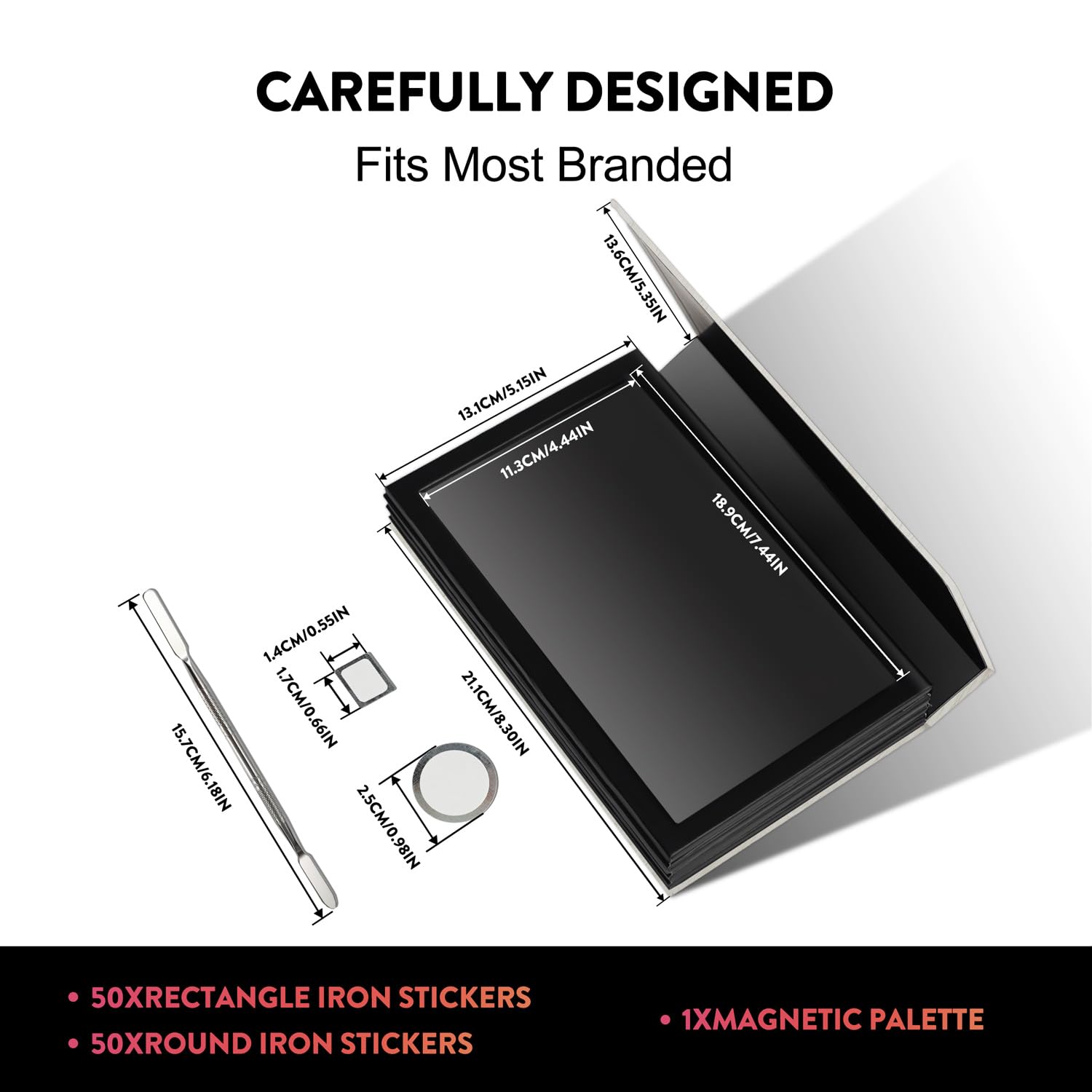 SZDYM Strong 4-Layer Empty Magnetic Palette Book Palette (White Wood Grain) + 1 Makeup Depotting Spatula + 50 Round Metal Stickers + 50 Square Metal Stickers - Image 2