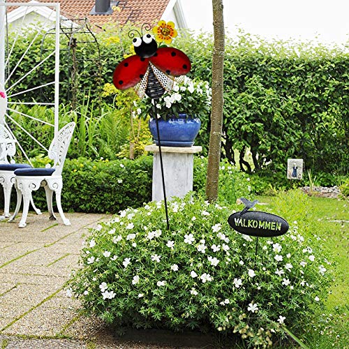 Ladybug Garden Stake Decorative Ladybug Yard Stake, Cute Insect Decor Metal Yard Art Decor Outdoor Garden Decoration For Patio Porch Lawn Pathway Backyard (Red & Yellow) #TOP1