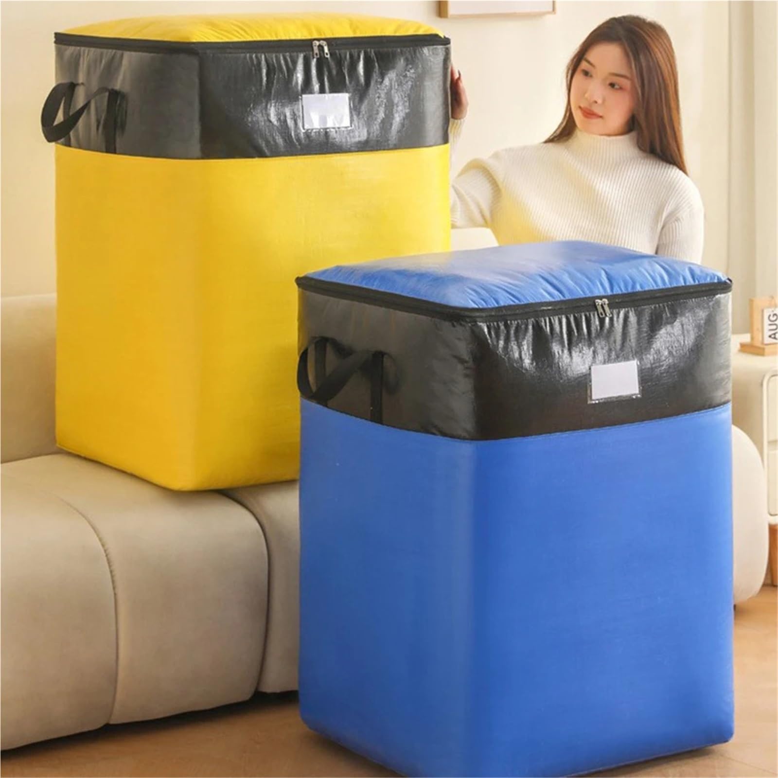 Wodoodporna torba przeprowadzkowa, składana torba do przechowywania z uchwytami, wodoodporna torba do przeprowadzek (niebieska, 180 l)