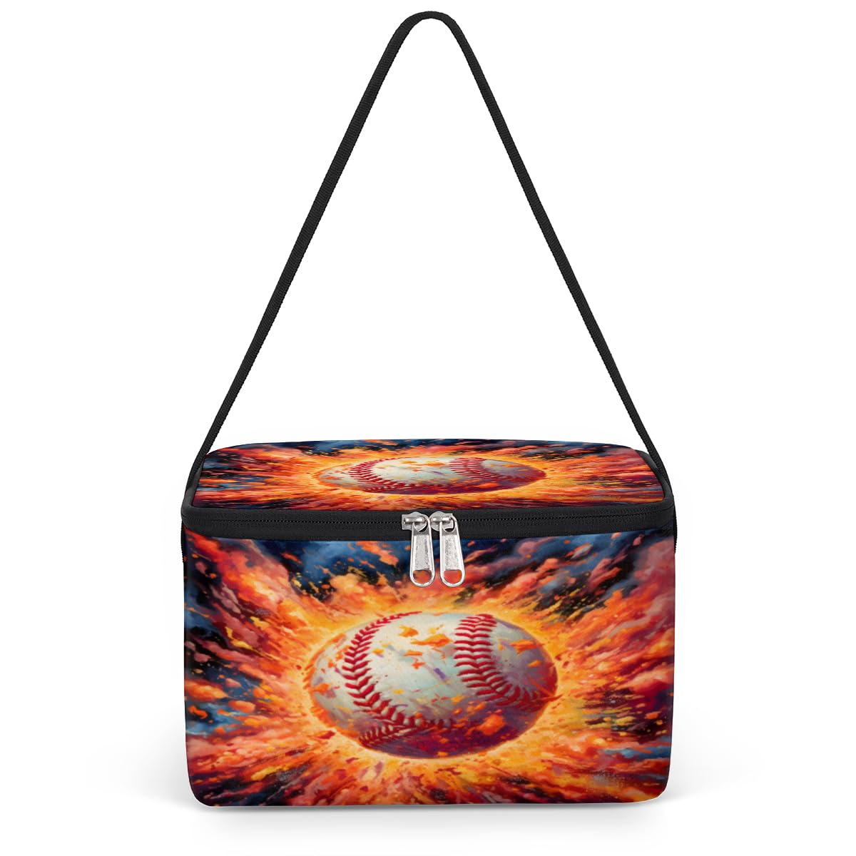 GzLeyigou Fire Baseball Lunch Bags for Women Men 9 Cans, Hot & Cold Food Delivery Bag Insulated Grocery Bag Insulated Lunch Box Cooler Bag for Office Work Picnic Beach
