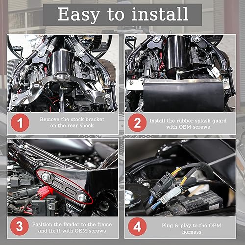 Hoprousa Motorcycle Rear Fender for Harley Davidson Softail Breakout Fat Boy 2018-2023, Harley Rear Fender with LED Lights Plug & Play Easy Install