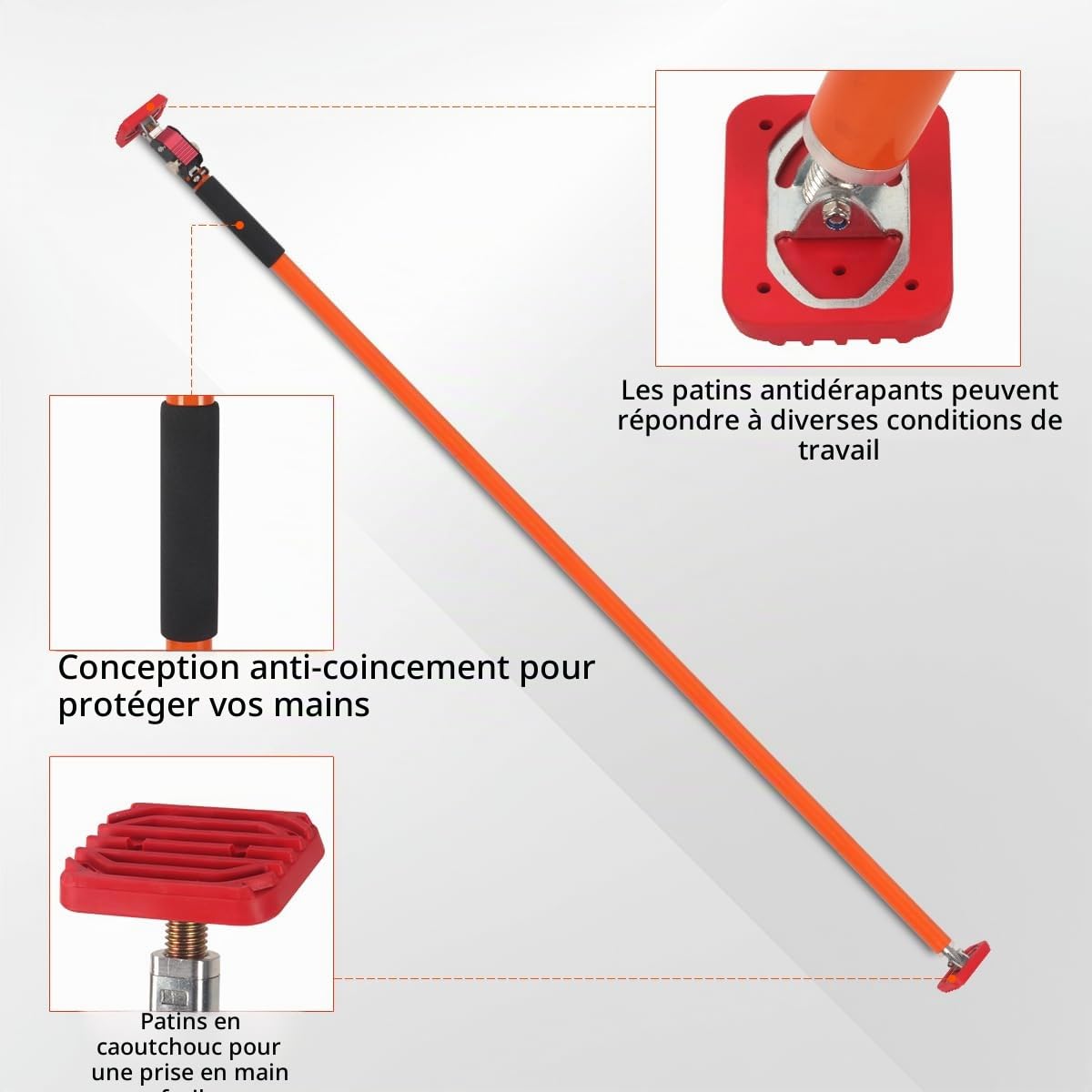 Lot de 2 poteaux de support réglables, capacité de 120 kg par paire, système de support de 3ème main, extensible jusqu'à 290 cm, tige de support en acier pour installation d'armoire, barres